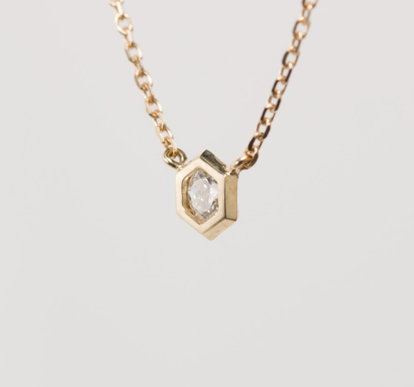 K10YG ハニカム Diamond Pendant 40.0cm Dia 0.10ct 2枚目の画像