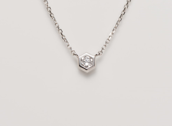 K10YG ハニカム Diamond Pendant 40.0cm Dia 0.10ct 4枚目の画像