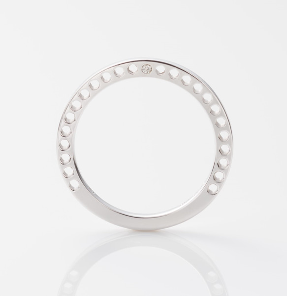 K10YG ハニカム Diamond Ring #7.0～11.0 Dia 0.01ct 4枚目の画像