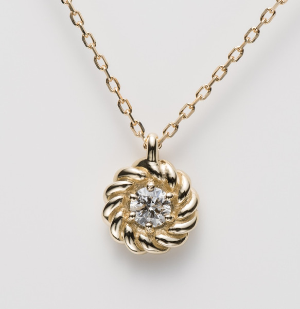 K10WG ドーナッツ ”フレンチクルーラー“ Diamond Pendant 40.0cm Dia 0.10ct 4枚目の画像