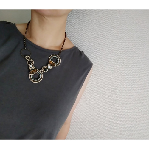 年内送料無料】ソウタシエ soutache +チェーン ネックレス