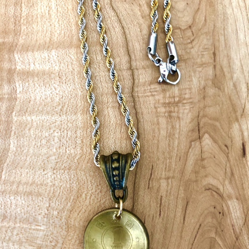 昭和レトロ　ネックレス　1点 送料無料＊ 日本昭和23年 1円硬貨 コイン ペンダントネックレス