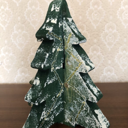 木　クリスマスツリー　グリーン　雪と飾り付き  *送料無料* 1枚目の画像