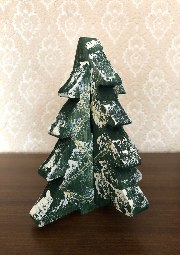 木　クリスマスツリー　グリーン　雪と飾り付き  *送料無料* 3枚目の画像