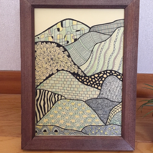 手描き絵 山 （色付き） ゼンタングル風 イラスト DnR Originals 通販