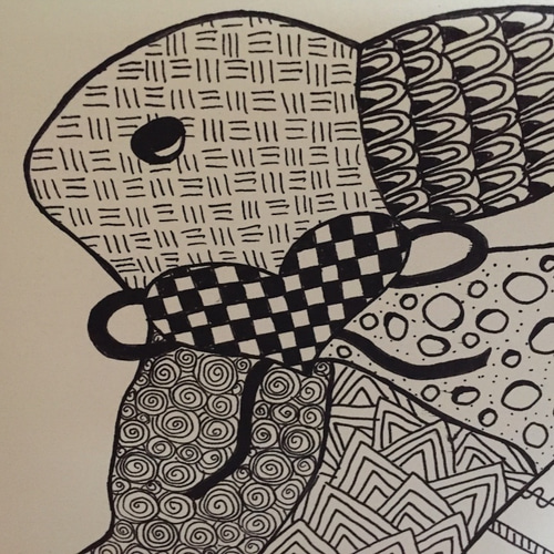 手描き絵 ウサギ ゼンタングル風 イラスト DnR Originals 通販