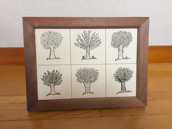 手描き絵画 手描き絵 木 ゼンタングル風 インテリア 絵画 DnR Originals