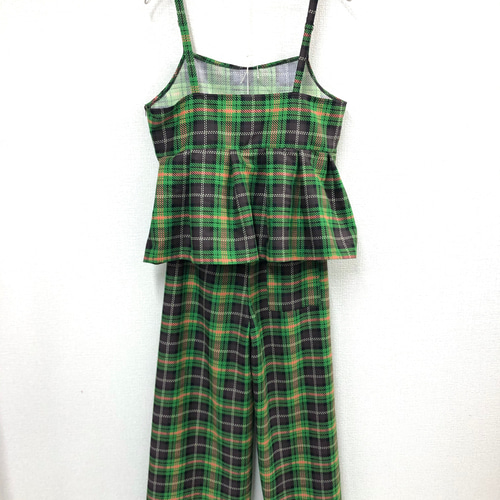 タータンチェック キャミソール×ワイドパンツ セットアップ