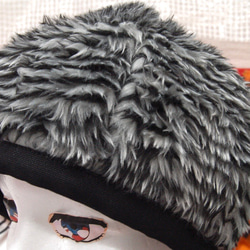 ボーダーフェイクファーベレー帽:ダークグレー 6枚目の画像