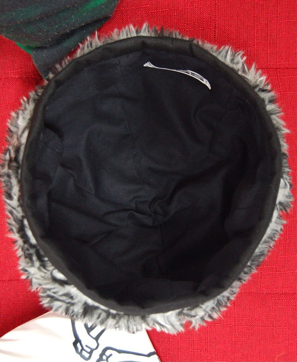 ボーダーフェイクファーベレー帽:ダークグレー 7枚目の画像