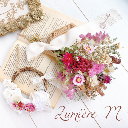 ドライフラワー*°♡Antique Flowerミニスワッグ2点セット mini swag 25 |