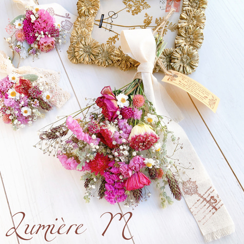 ドライフラワースワッグ3点セット◇mauve pink◇ナチュラル ブーケ  