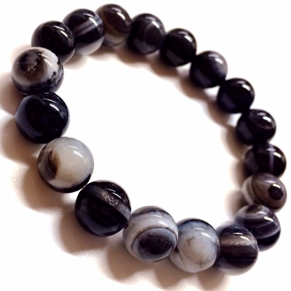 ブラックアゲート(黒縞瑪瑙)/パワーストーン/天然石/手作り