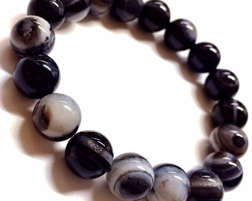 ブラックアゲート(黒縞瑪瑙)/パワーストーン/天然石/手作り