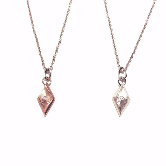 刻印可能】czダイヤモンドシルバー&ピンクゴールドカラー