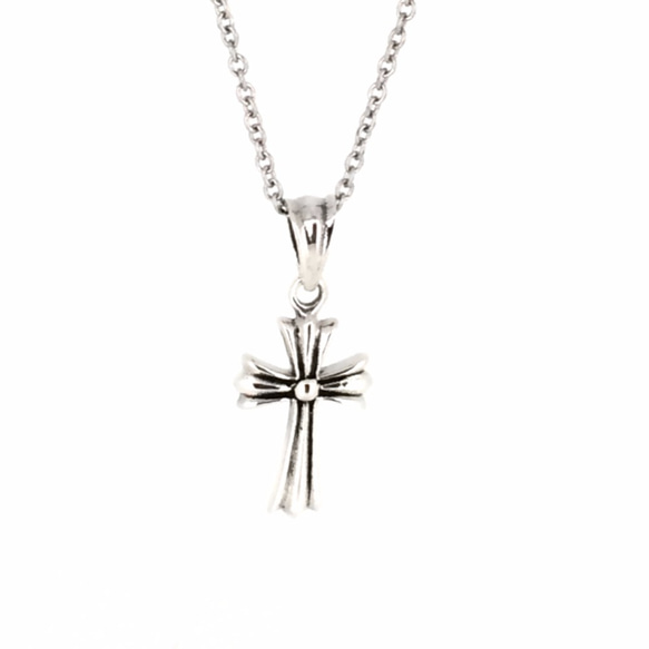 シルバー925製クロス十字架モチーフネックレス/アンティークシルバー 3枚目の画像