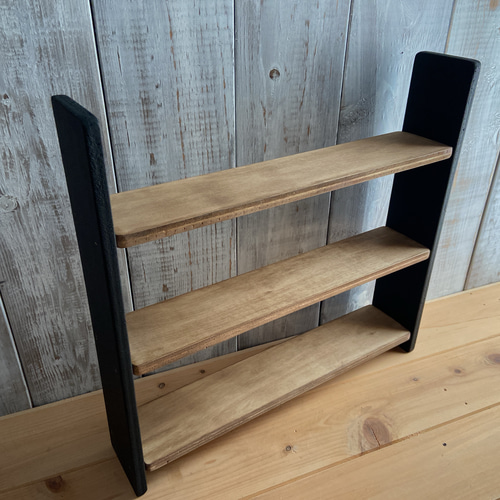 ディスプレイ棚 艶消し黒とアンティークワックス 棚・シェルフ・ラック