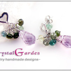 【水晶花園】碧璽‧紫水晶925銀白K設計款耳環 第4張的照片