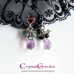 【水晶花園】碧璽‧紫水晶925銀白K設計款耳環 第3張的照片