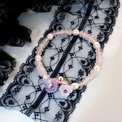 【水晶花園】粉晶‧紫水晶‧珍珠925純銀silver設計款手鍊 第2張的照片
