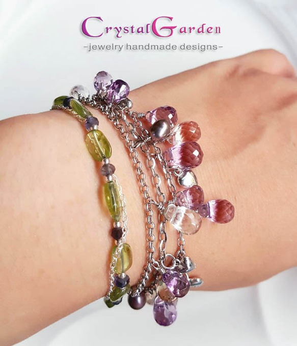 【水晶花園】紫黃晶‧925銀白K設計款手鍊 第7張的照片