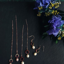 【水晶花園】碧璽‧珍珠‧925silver銀白K玫瑰金設計款耳環 第3張的照片