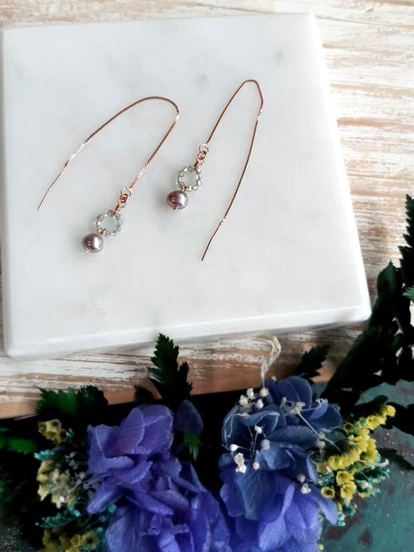 【水晶花園】拉長石‧珍珠‧925silver銀白K玫瑰金設計款耳環 第1張的照片