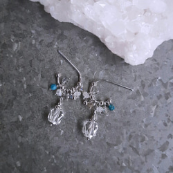 【水晶花園】白水晶‧月光石‧拉長石925銀白K設計款耳環 第3張的照片