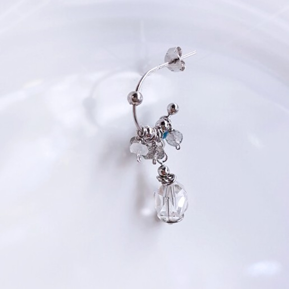 【水晶花園】白水晶‧月光石‧拉長石925銀白K設計款耳環 第5張的照片