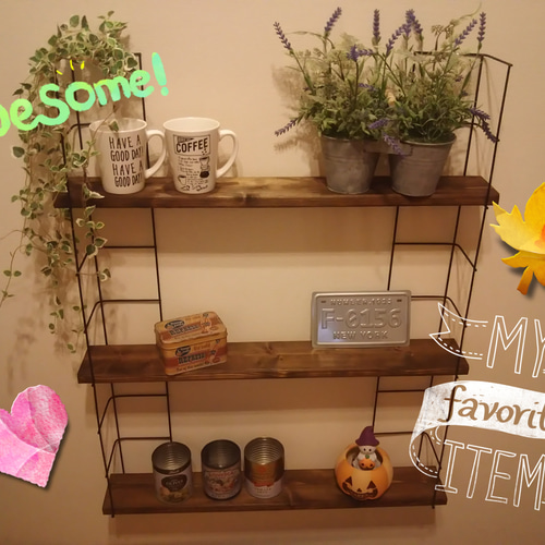 板移動自由 壁掛け アイアンネット シェルフ ラックハンドメイド