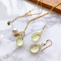 希少石】イットリウムフローライトの一粒ピアス ピアス（フック