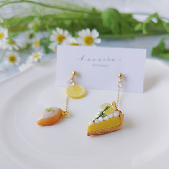 hanairo ミニチュア スイーツアクセサリー ノンホールピアス hanairo ミニチュア スイーツアクセサリー ノンホールピアス レモン
