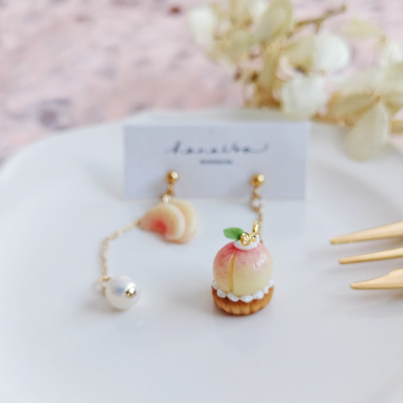 hanairo ミニチュア スイーツアクセサリー ノンホールピアス ハロウィンピアス🎃】 小さなスイーツが耳元でゆらゆら… これからの