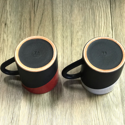 萩焼 ペアマグカップ 黒マット赤・黒マット白 5枚目の画像
