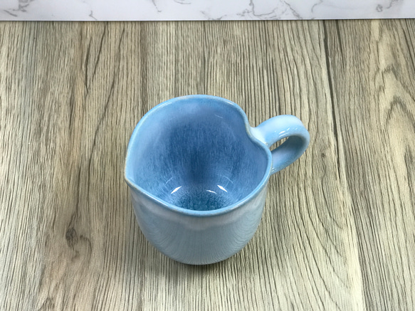 萩焼 ハート マグカップ ブルー 2枚目の画像