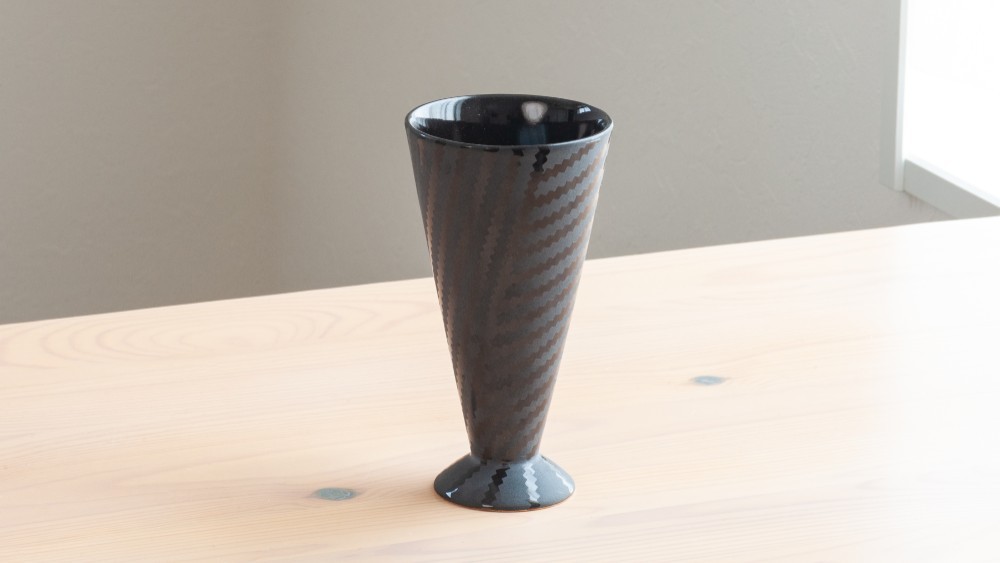 萩焼タンブラー　Carbon pattern