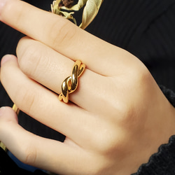 送料無料）ボールドツイストリング、ねじねじゴールドリング♡ RS-32