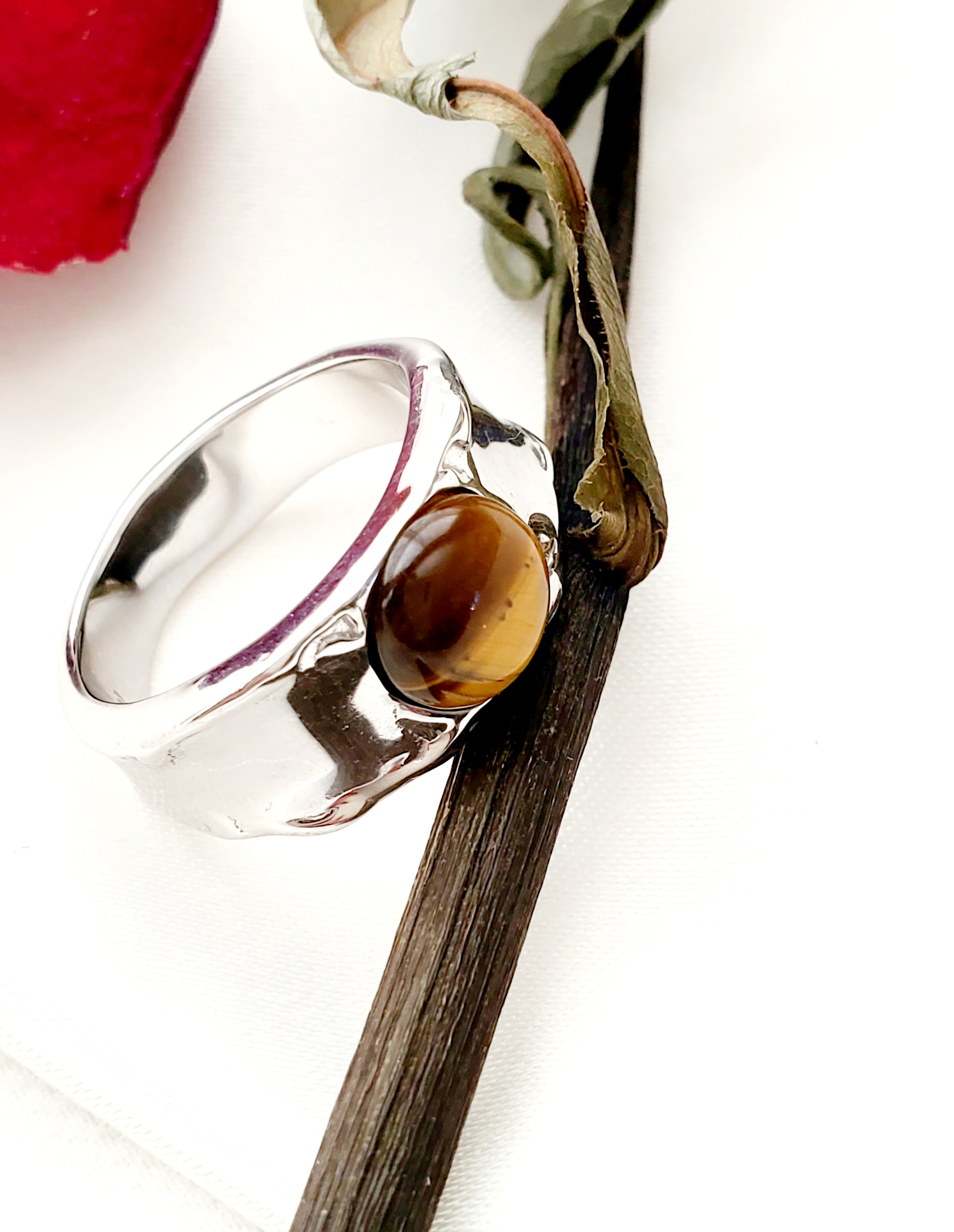 天然石タイガーアイシルバーリングRS-72 指輪・リング Ring and