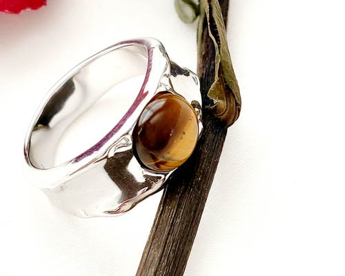 天然石タイガーアイシルバーリングRS-72 指輪・リング Ring and