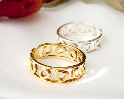 送料無料）Edge Lucky item ゴールド透かしリング RS-77 指輪・リング