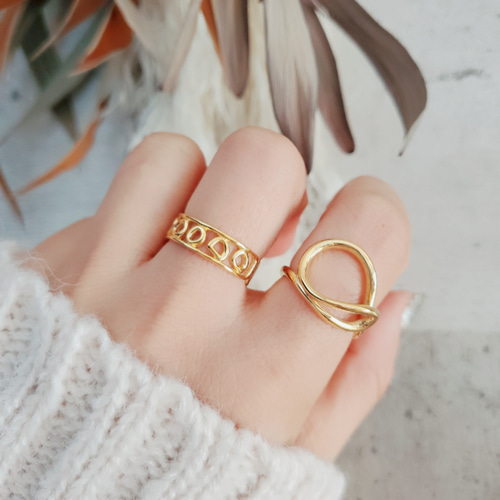 送料無料）Edge Lucky item ゴールド透かしリング RS-77 指輪・リング