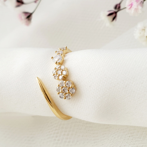 K18大きめフラワー（花）リング 907K2509 ❣️華奢フラワー