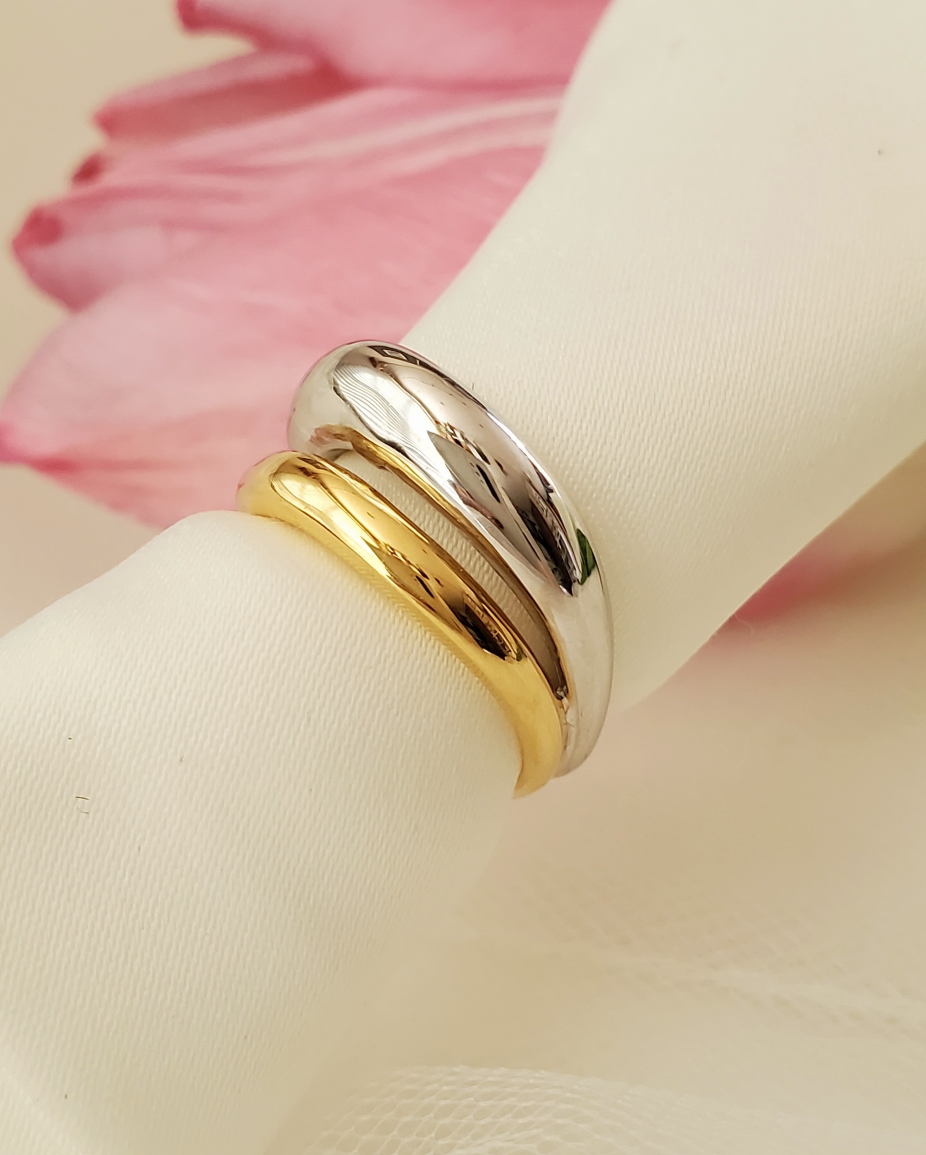 バイカラーツインぼってりリング　シルバーリング　RS-43