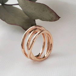 【新品未使用】TRIPLE RING 21号 大人気❣️ triple pinkgold ring 透かしリングsv925,3連りんぐ