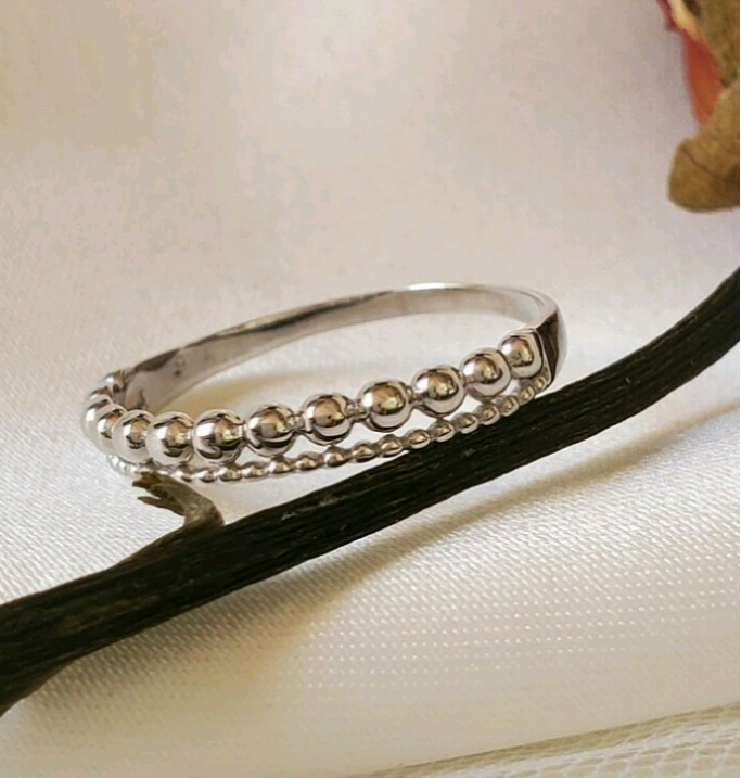 つぶつぶ　ドットリング　２連リングシルバーリングSV925　RS-63 重ね付きにぴったり