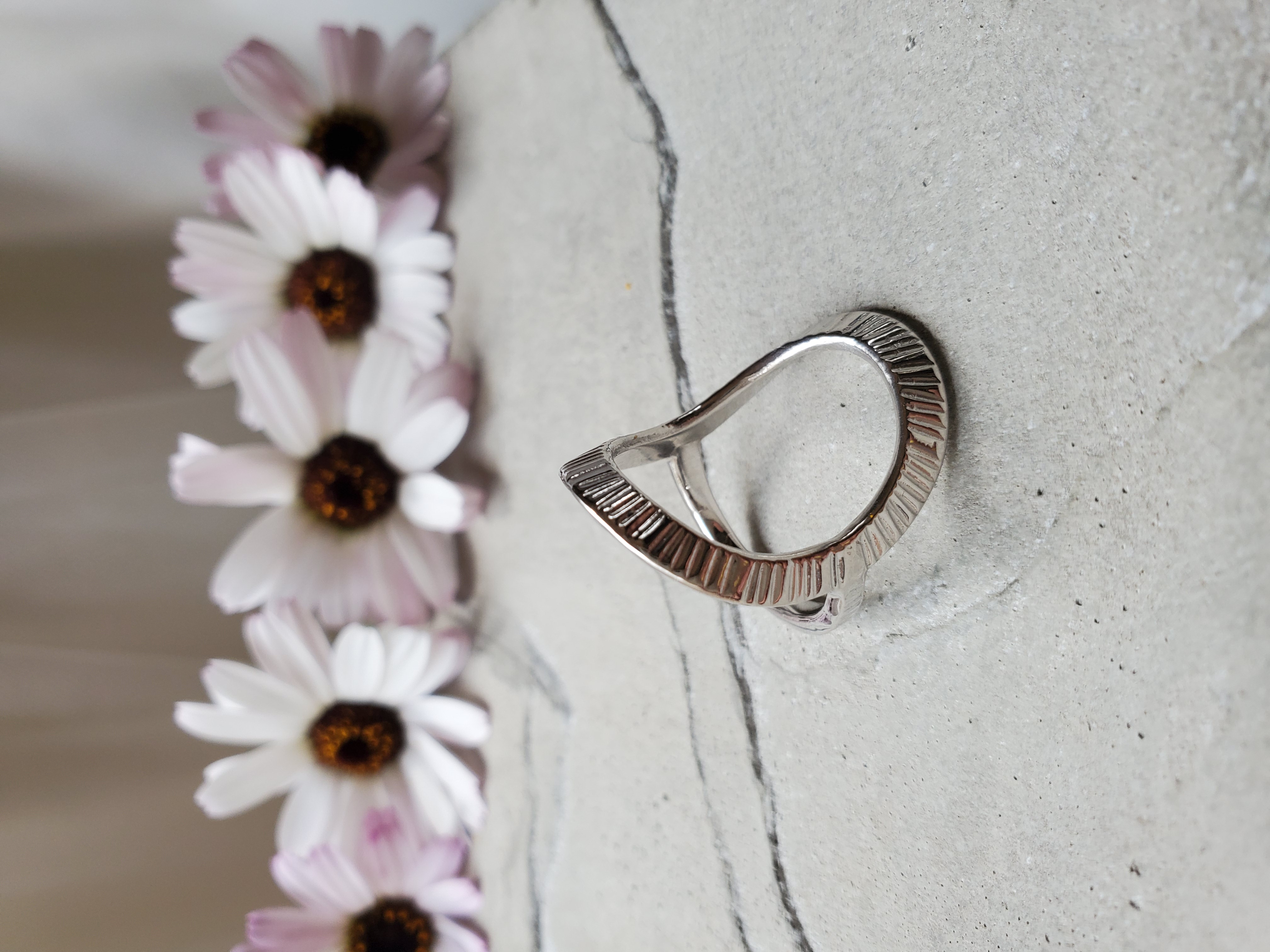 テクスチャーサークルシルバーリング　RS-94 大ぶり　オーバル　存在感抜群