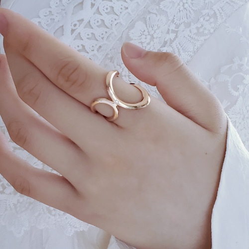 送料無料）ダイヤ付き付き、アシンメトリーピンクゴールドリングRS-83