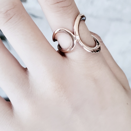 送料無料）ダイヤ付き付き、アシンメトリーピンクゴールドリングRS-83