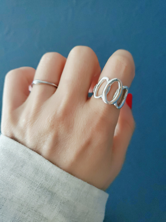 　連なるオーバルシルバーリングoval silver ring　個性あふれる存在感　RS-96 7枚目の画像