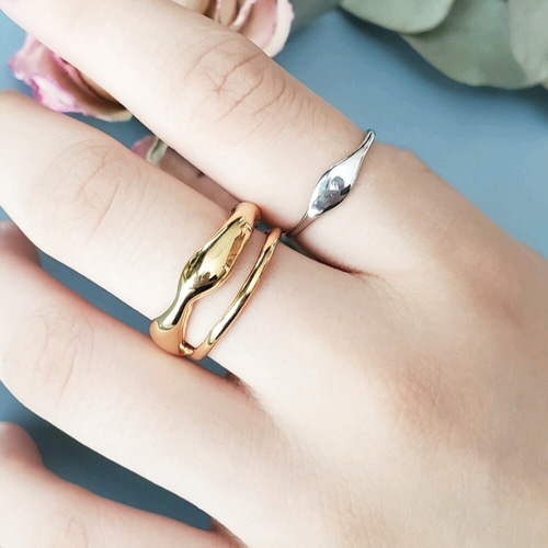 ゴールド リング ウェーブデザイン 18金 リング k18 指輪 ゴールド 多面 カットリング ウェーブ ライン